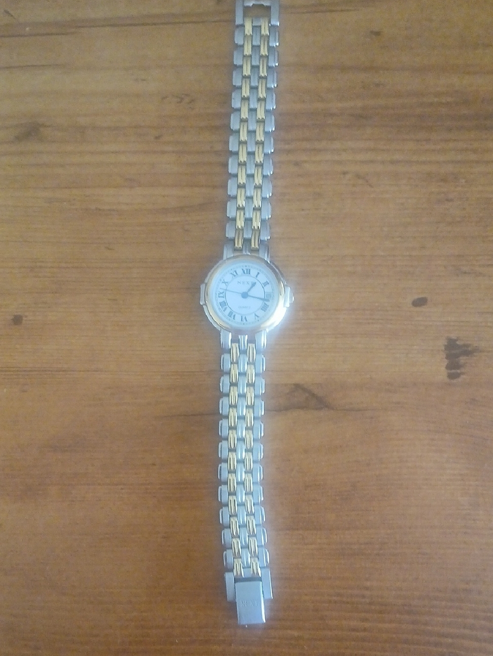Two-Tone Stainless Steel Wristwatch with Roman Dial